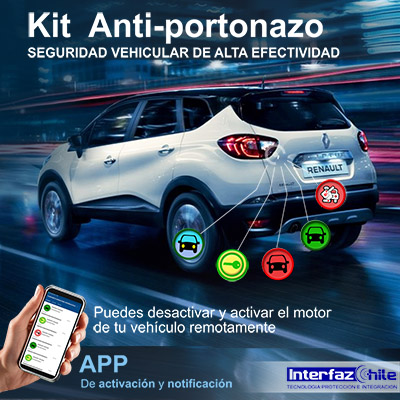 Nuevo Sistema de protección y seguridad para tu vehículo, podrás bloquear el motor de tu vehículo de forma remota, Anti-Portonazo, Anti-Encerrona de alta efectividad 

<p> Con la nueva tecnología en protección y seguridad, podrás tener el control de tu vehículo en todo momento y en tu bolsillo, tecnología de vanguardia que incluye Inteligencia Artificial, ahora tu vehículo habla a tu smartphone los distintos estados

<p>En caso de sufrir un portonazo, no expongas tu vida ni la de tu familia, ahora lo puedes recuperar desde cualquier teléfono móvil con tu RUT y clave secreta