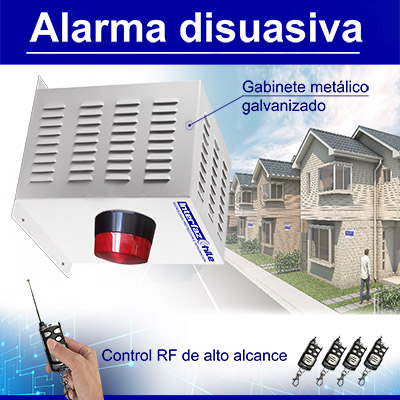 Alarma Comunitaria Convencional, utilizada en grupos de vecinos colindantes, que quieren activar una sirena, desde un botón de pánico "control remoto inalámbrico" en caso eventos de emergencia.
<p>Aumenta la unión de tus vecinos en caso de alerta, activa la sirena desde un control remoto, ideal para disuadir</p>